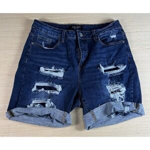 Judy Blue Sadie High Rise Cuffed Denim‎ Short Style Distressed Women's Size 1XL